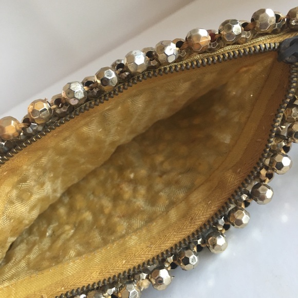 Vtg Gold beaded evening bag circa 1940 - Picture 9 of 11